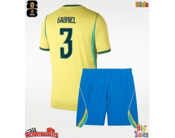 Brazil Gabriel Magalhaes #3 Replica Home Stadium Kit for Kids World Cup 2026 Short Sleeve (+ pants)